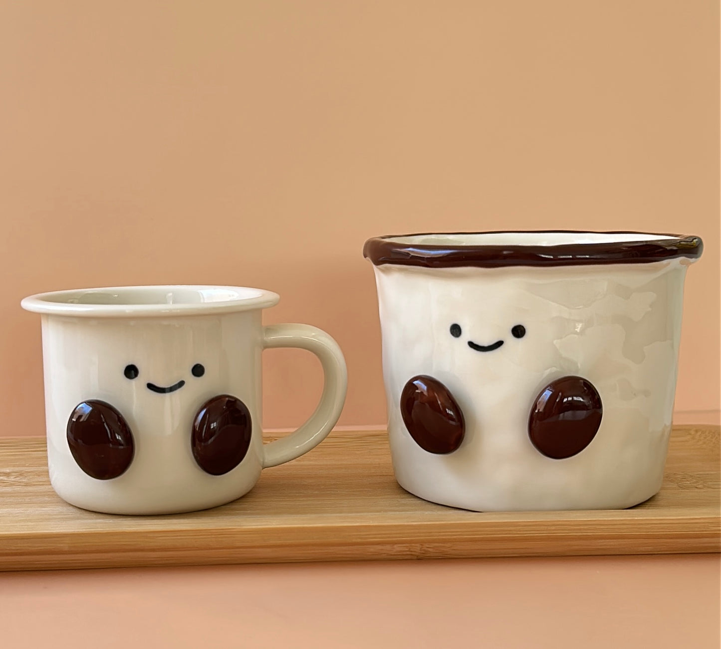 Happy Cocoa Bean Hand-Crafted Ceramic Cup