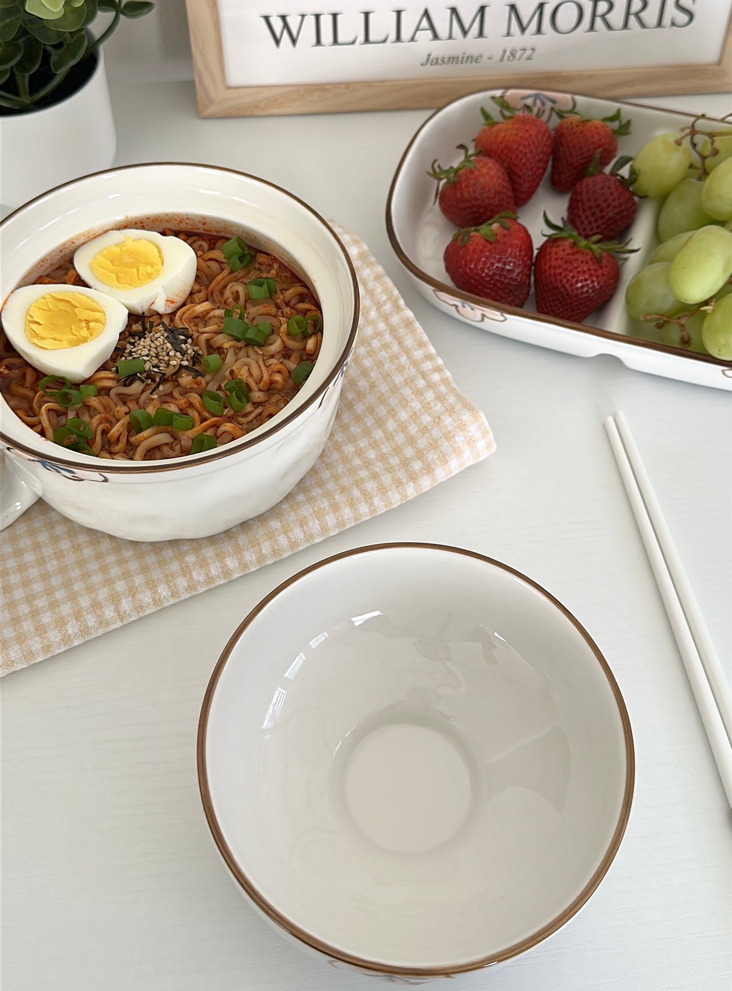 Dual-Use Cherry Blossom Ceramic Ramen Bowl