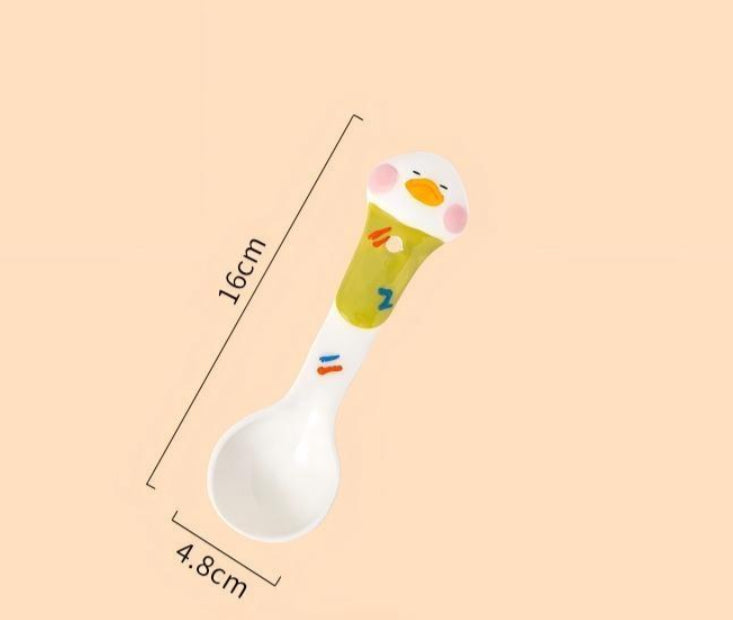 Cute Sleepy Duck 3-Piece Bowl, Plate & Spoon Set