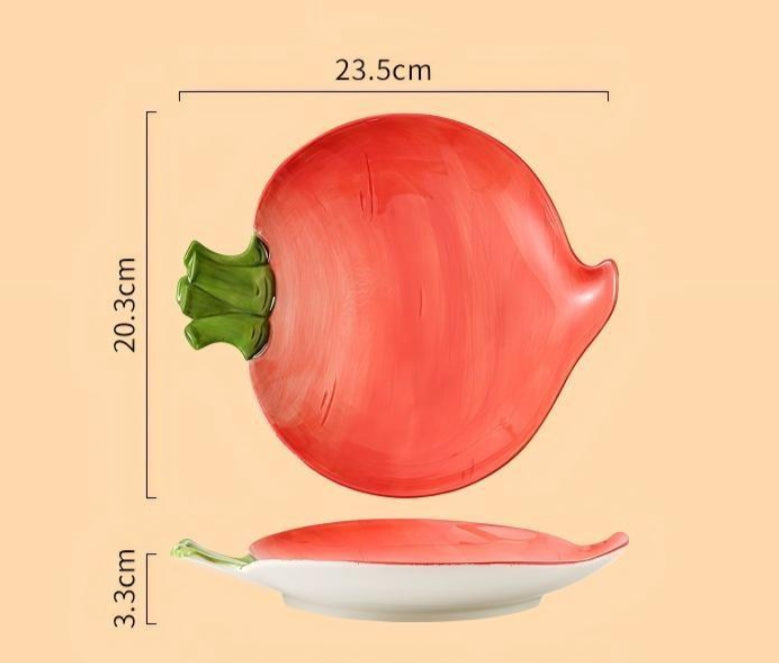 Vegetable-Inspired 6-Piece Handmade Ceramic Plate Set
