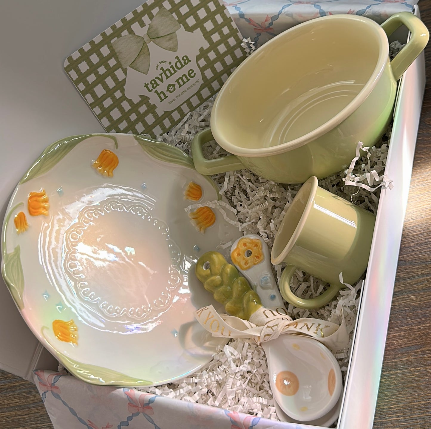 Green Ceramic Bundle-5 Piece Cup, Bowl, Plate & Spoon Set