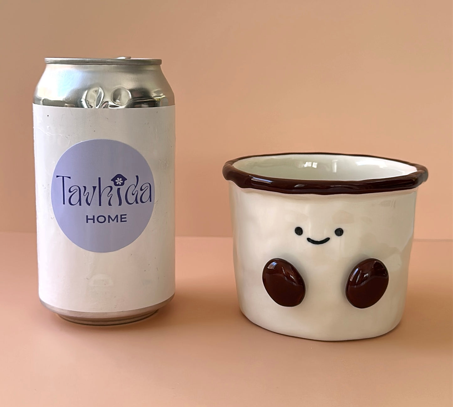 Happy Cocoa Bean Hand-Crafted Ceramic Cup