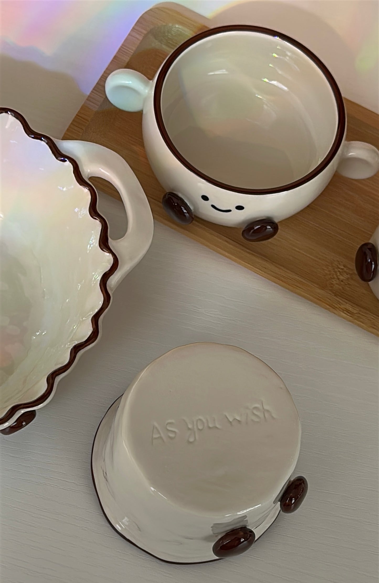 Happy Cocoa Bean Family 4-piece Bowl & Cup Set