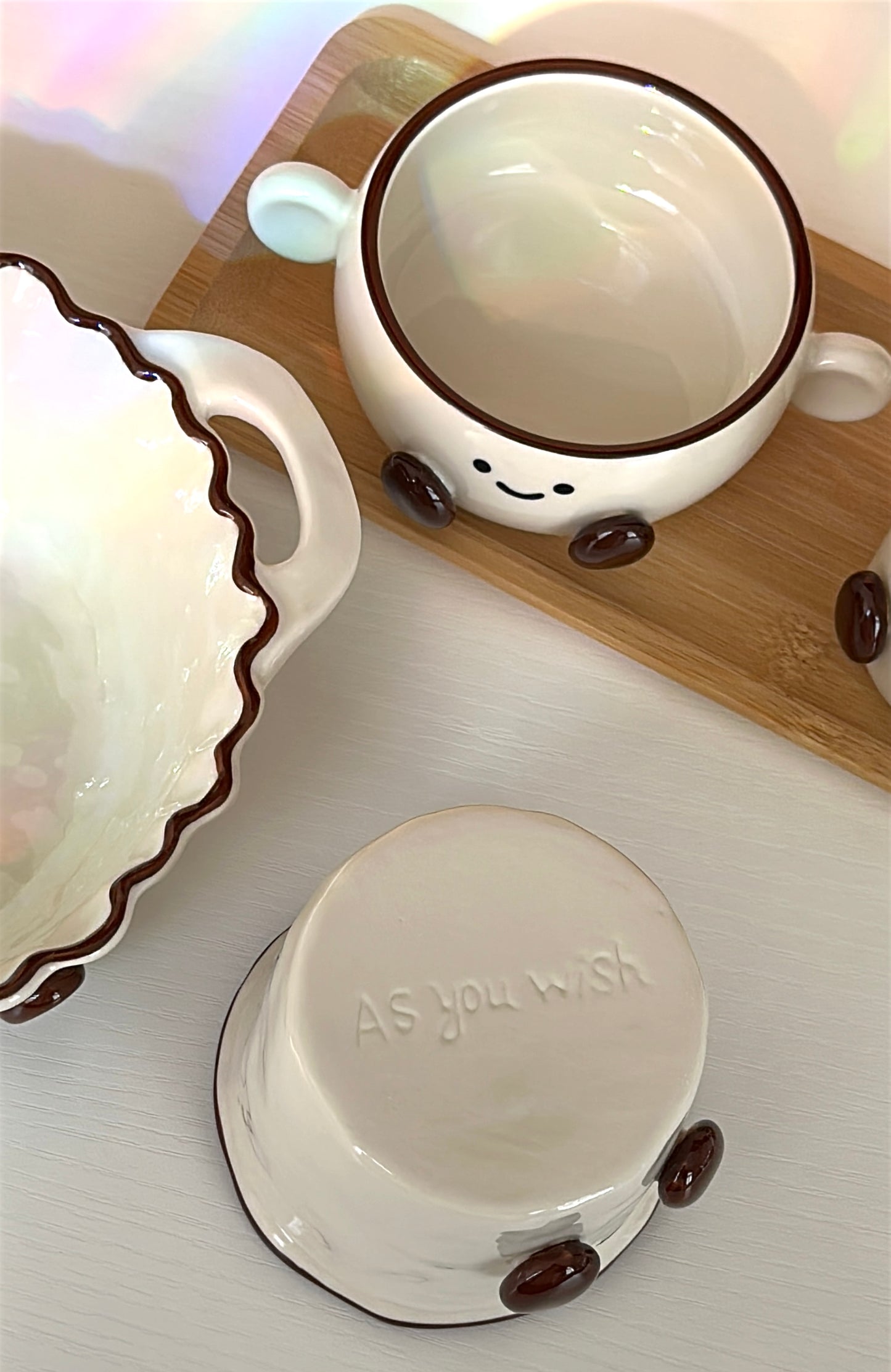 Happy Cocoa Bean Hand-Crafted Ceramic Cup