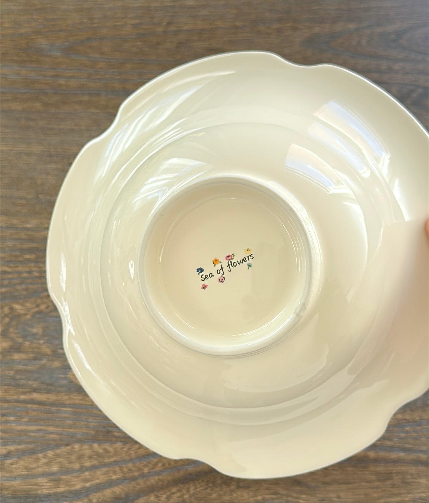 Sea of Flowers 8-Inch Ceramic Flower-Shaped Bowl