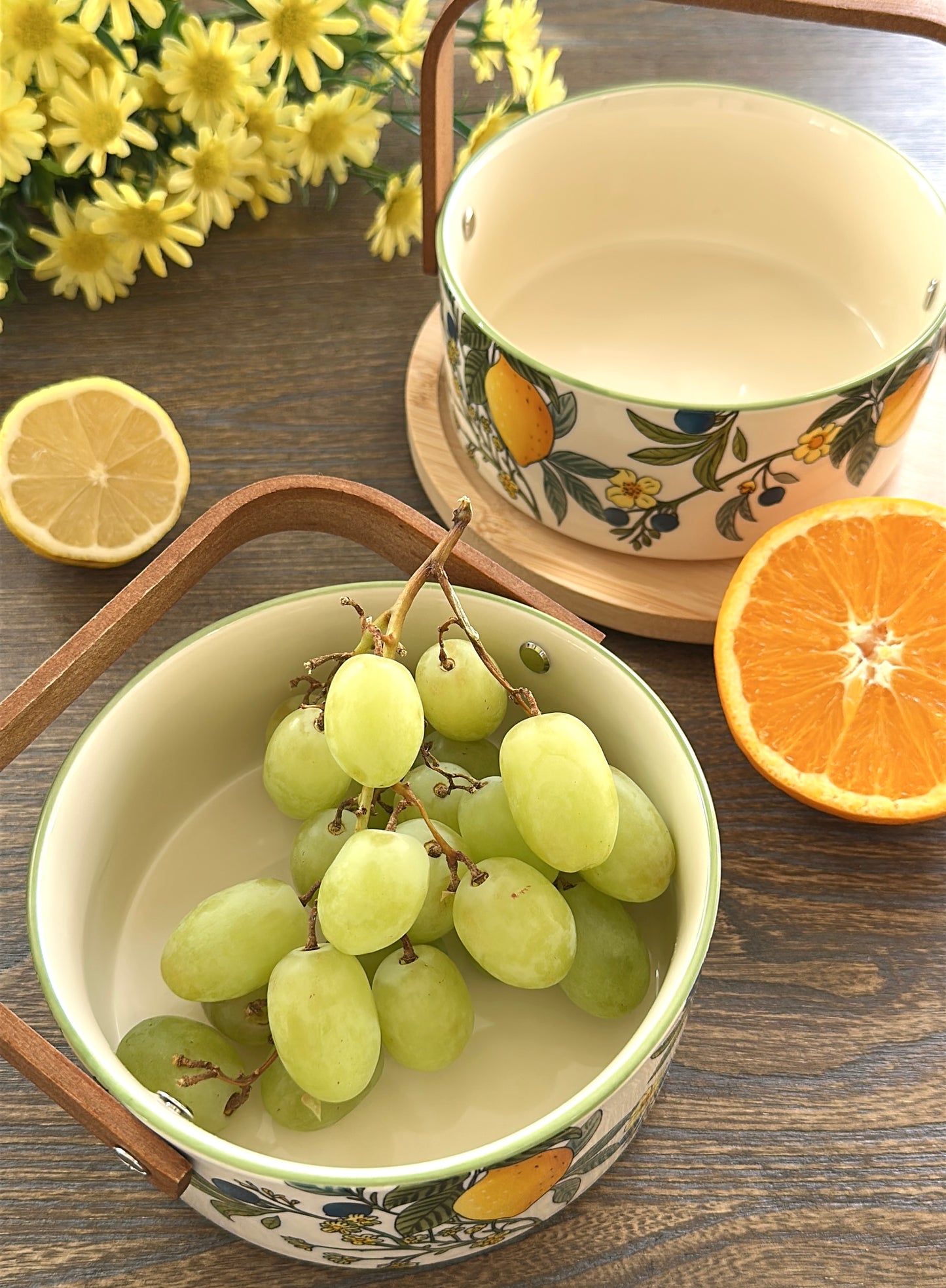 Lemon Garden 6.2-Inch Ceramic Fruit Basket