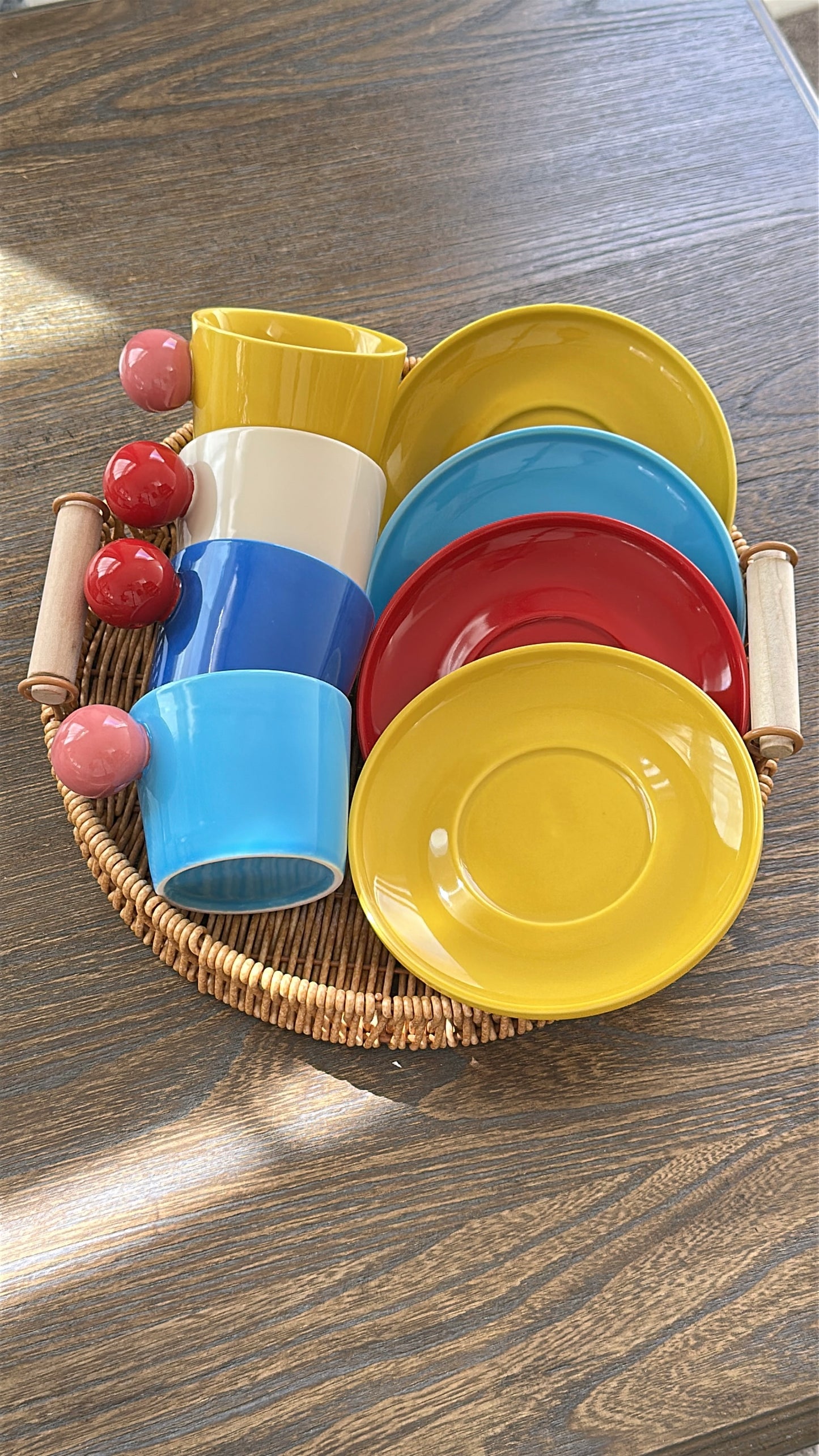 Vibrant Ceramic Coffee Cup and Saucer