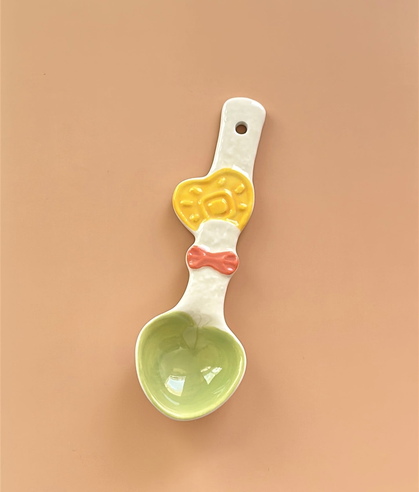 Spring Breakfast 8-Inch Ceramic Plate with Double Handles (Plate / Spoon / Plate & Spoon Set)