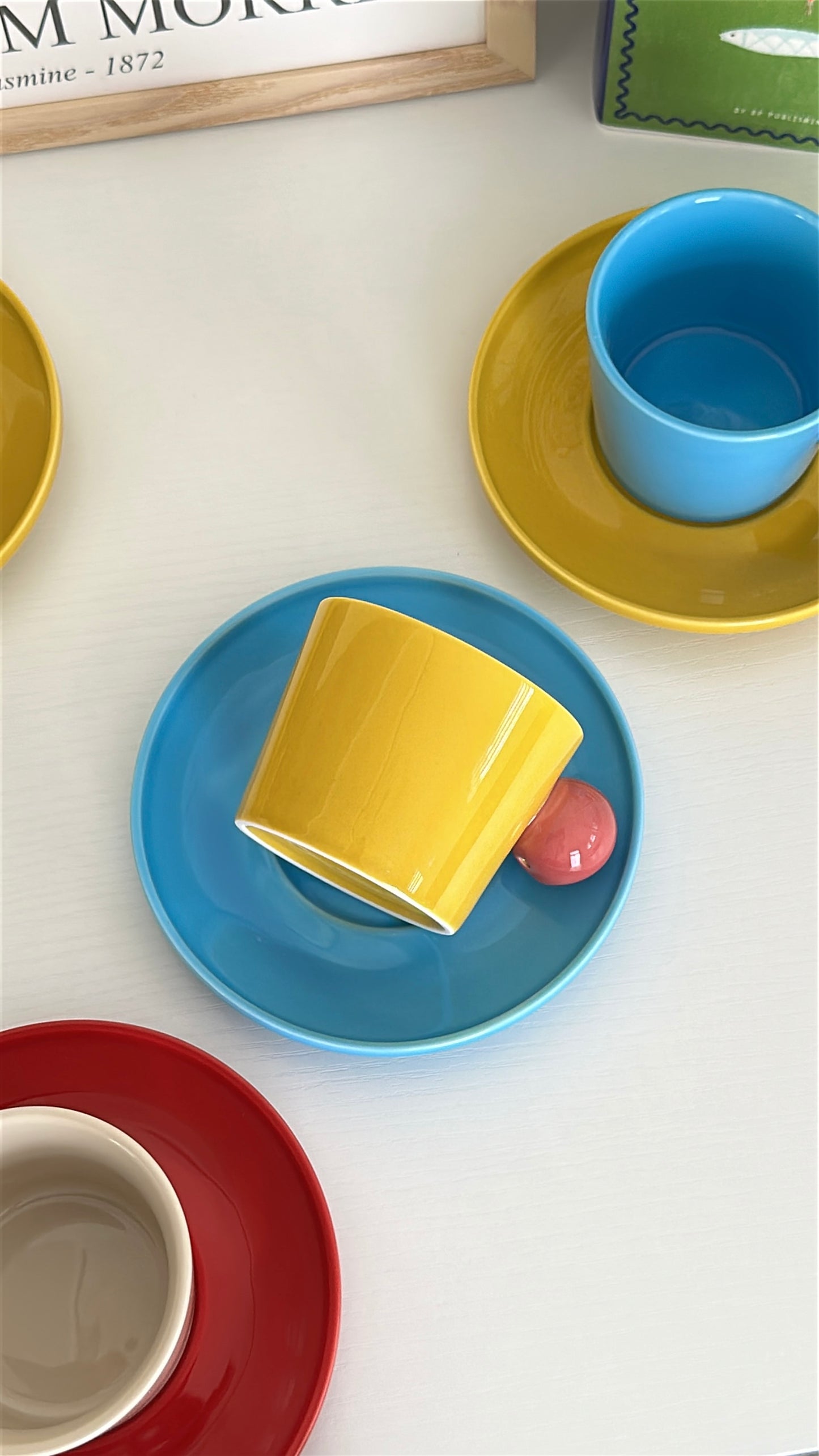Vibrant Ceramic Coffee Cup and Saucer