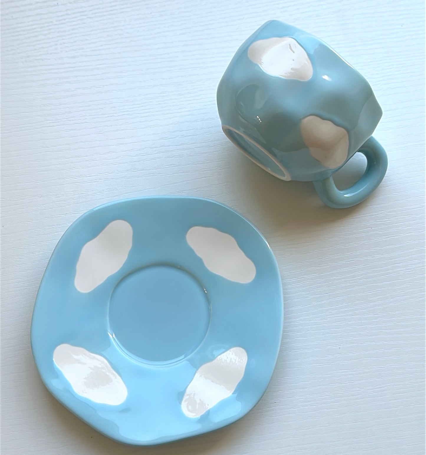 Hand-Crafted Ceramic Coffee Mug and Saucer Set
