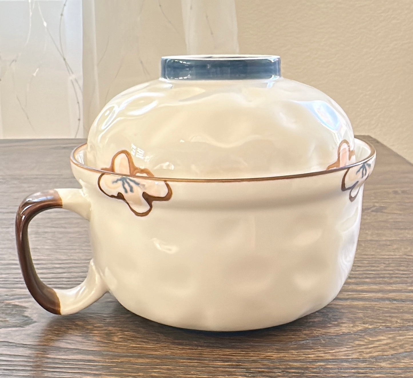 Dual-Use Cherry Blossom Ceramic Ramen Bowl