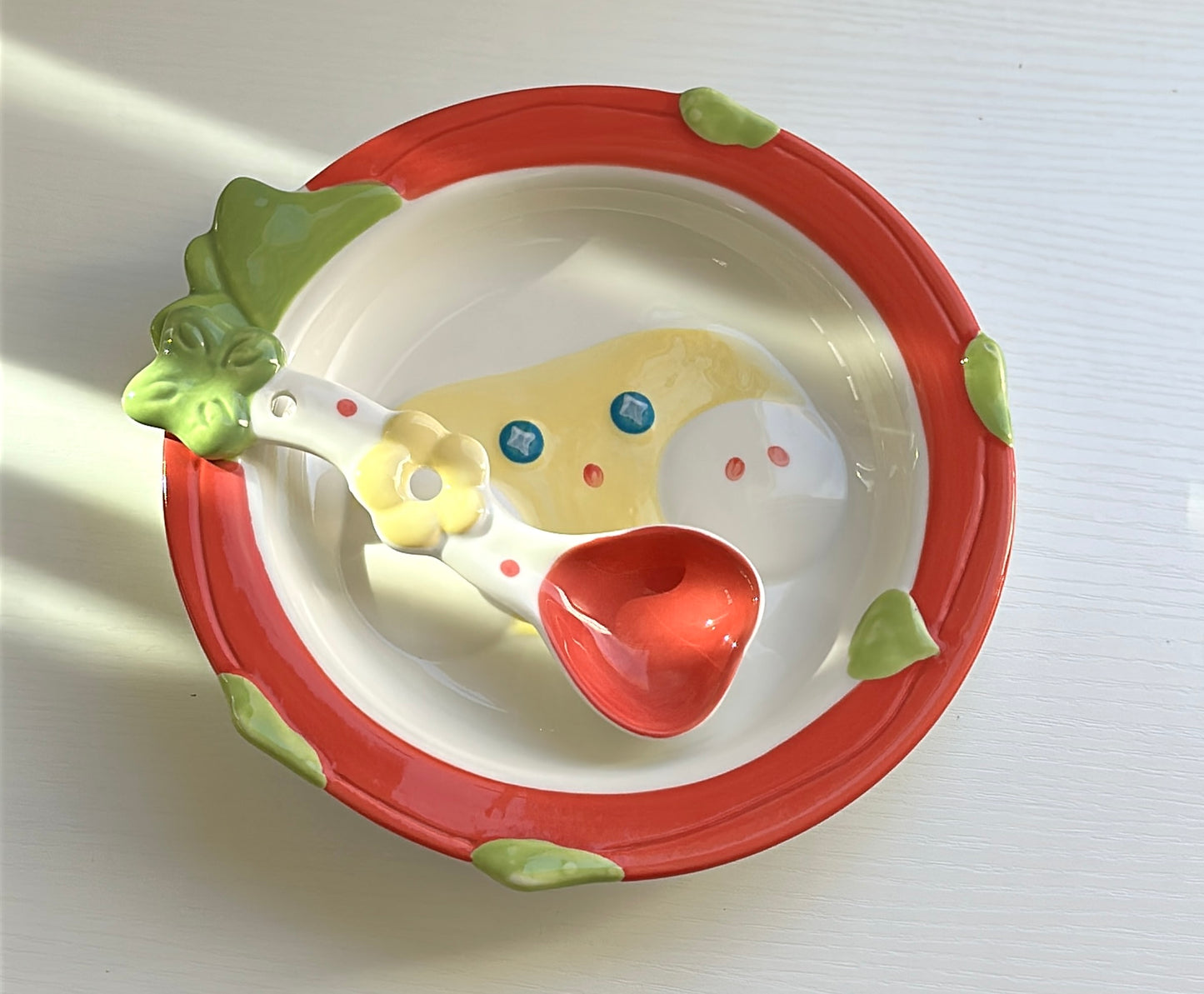 Cute Dragon Fruit 8-Inch Round Plate (Plate / Spoon / Plate & Spoon Set)