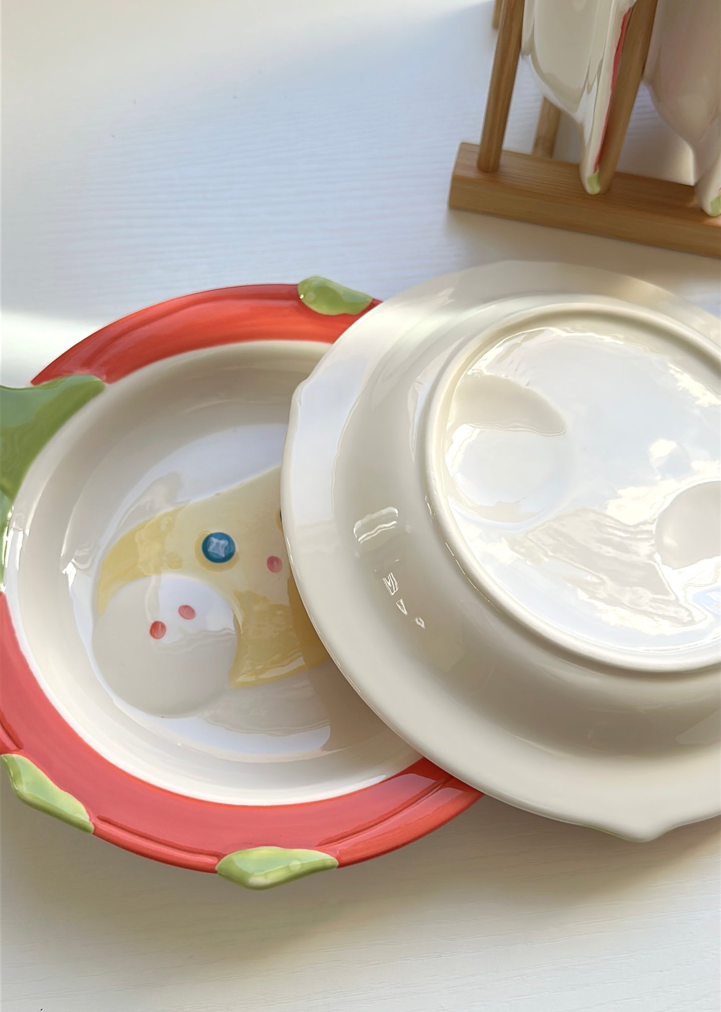 Cute Dragon Fruit 8-Inch Round Plate (Plate / Spoon / Plate & Spoon Set)