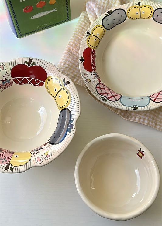 Bunny Orchard Ceramic 3-Piece Bowl & Plate Set