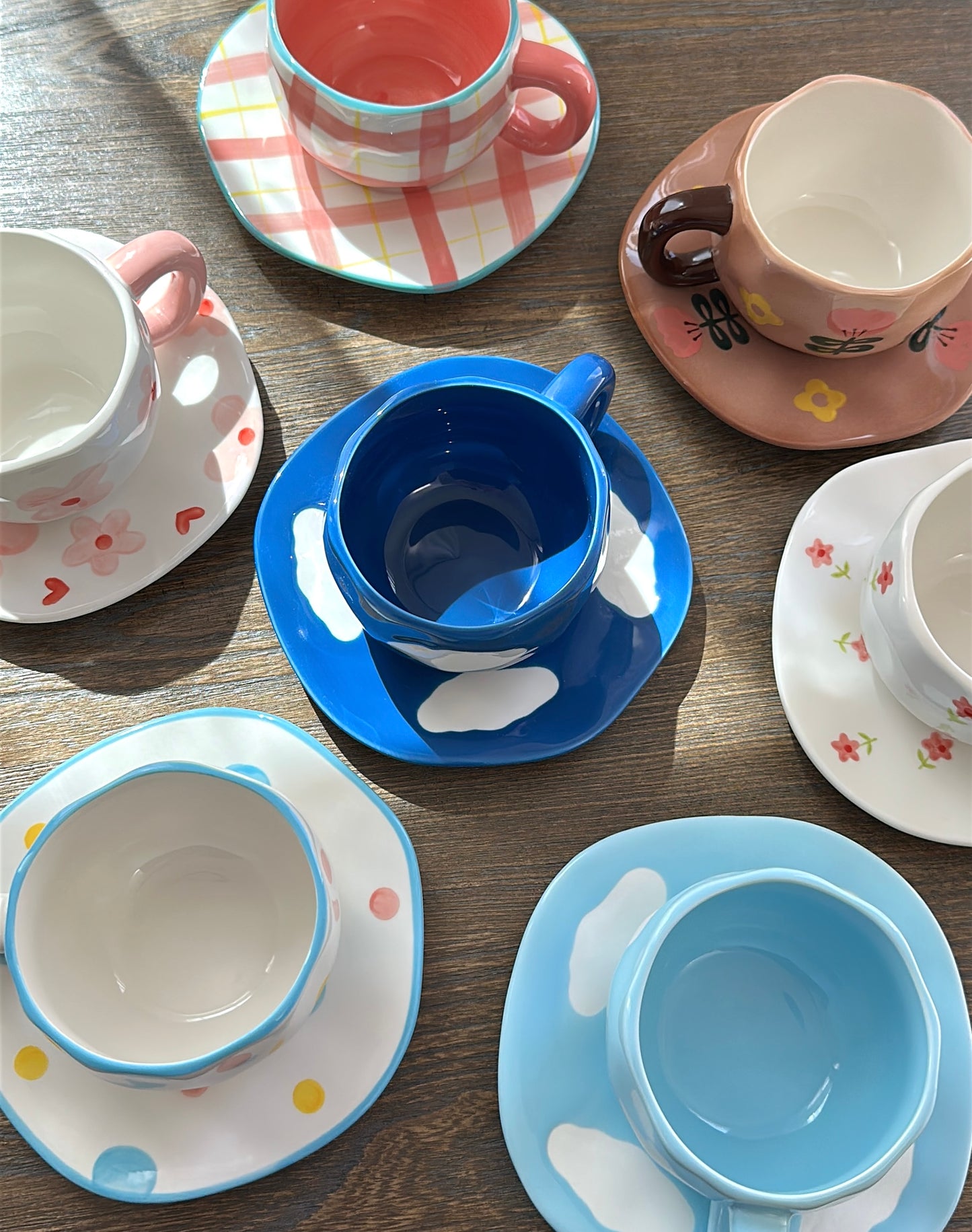Hand-Crafted Ceramic Coffee Mug and Saucer Set