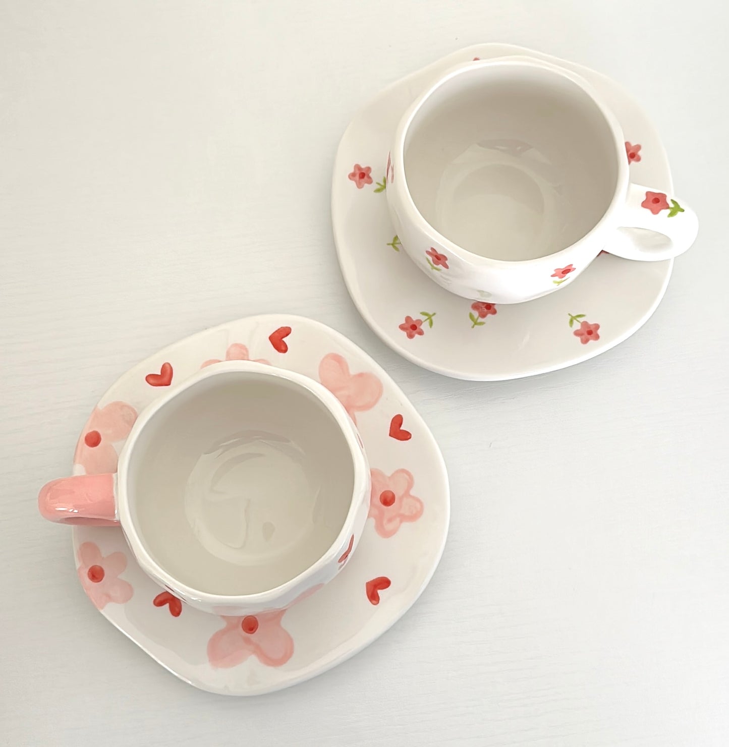Hand-Crafted Ceramic Coffee Mug and Saucer Set