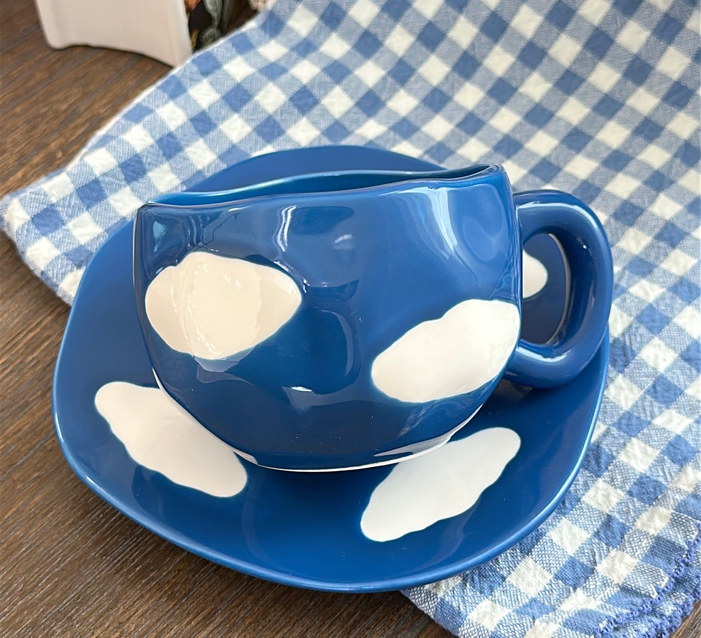 Hand-Crafted Ceramic Coffee Mug and Saucer Set