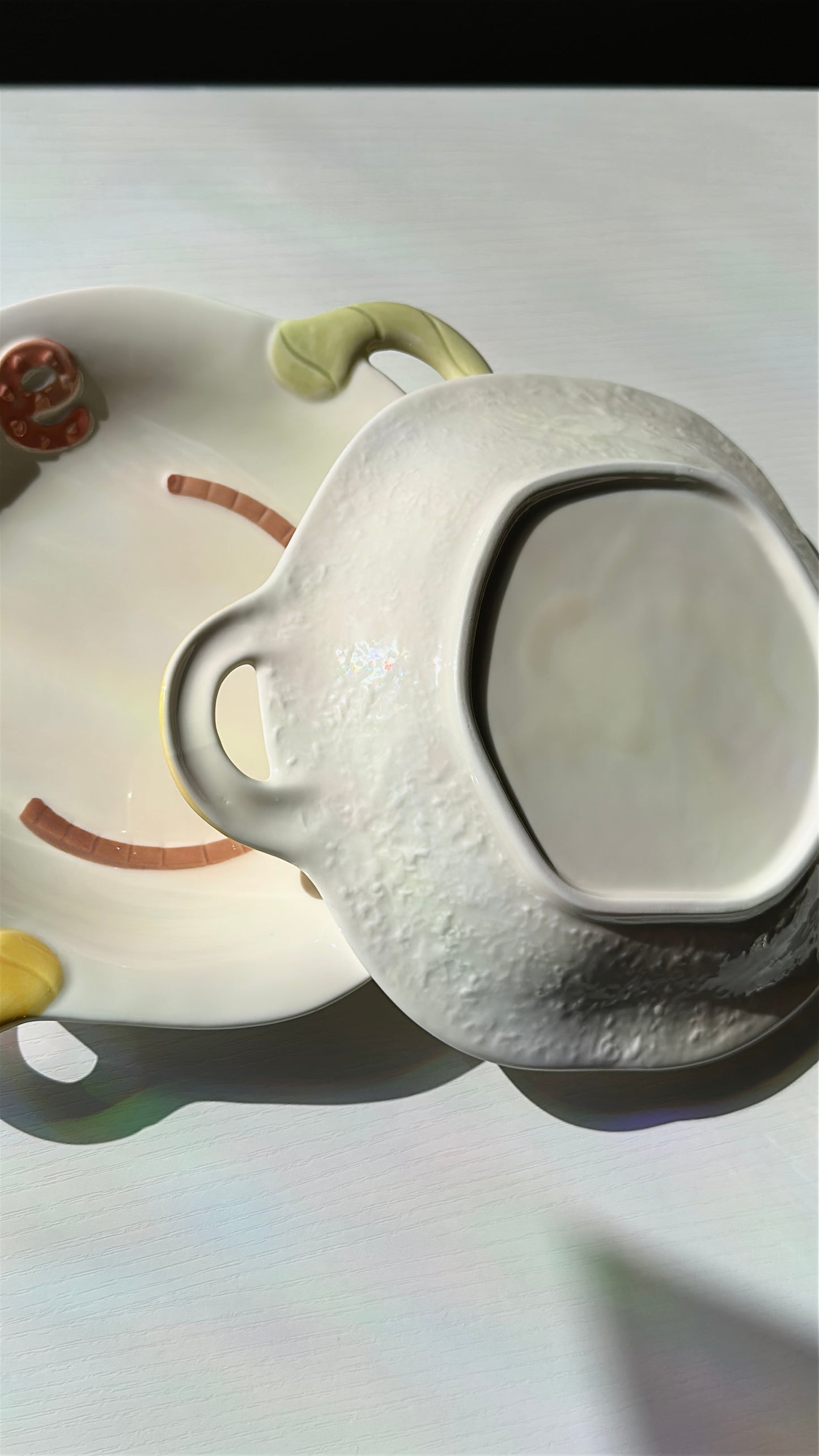 Spring Breakfast 8-Inch Ceramic Plate with Double Handles (Plate / Spoon / Plate & Spoon Set)