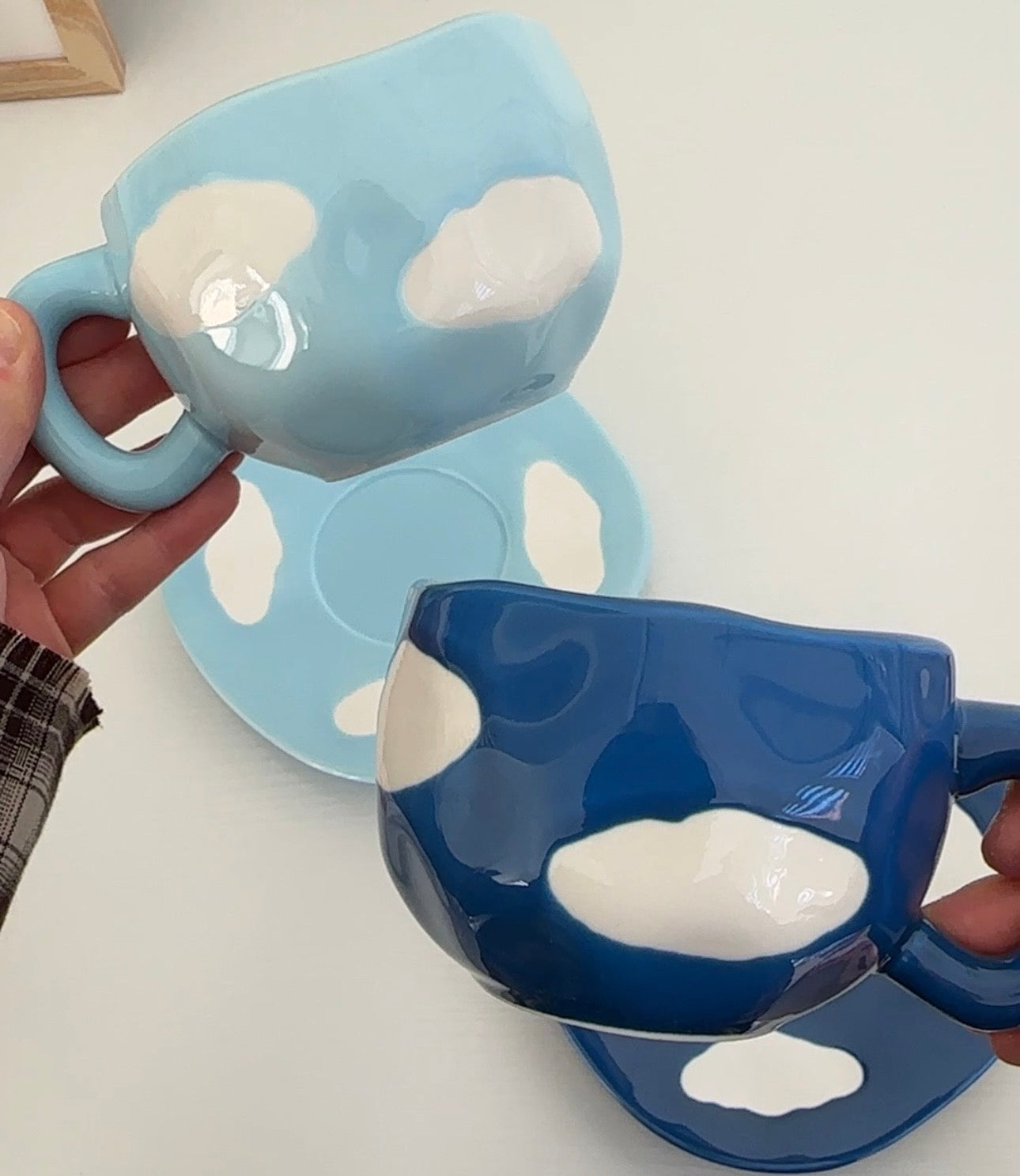 Hand-Crafted Ceramic Coffee Mug and Saucer Set