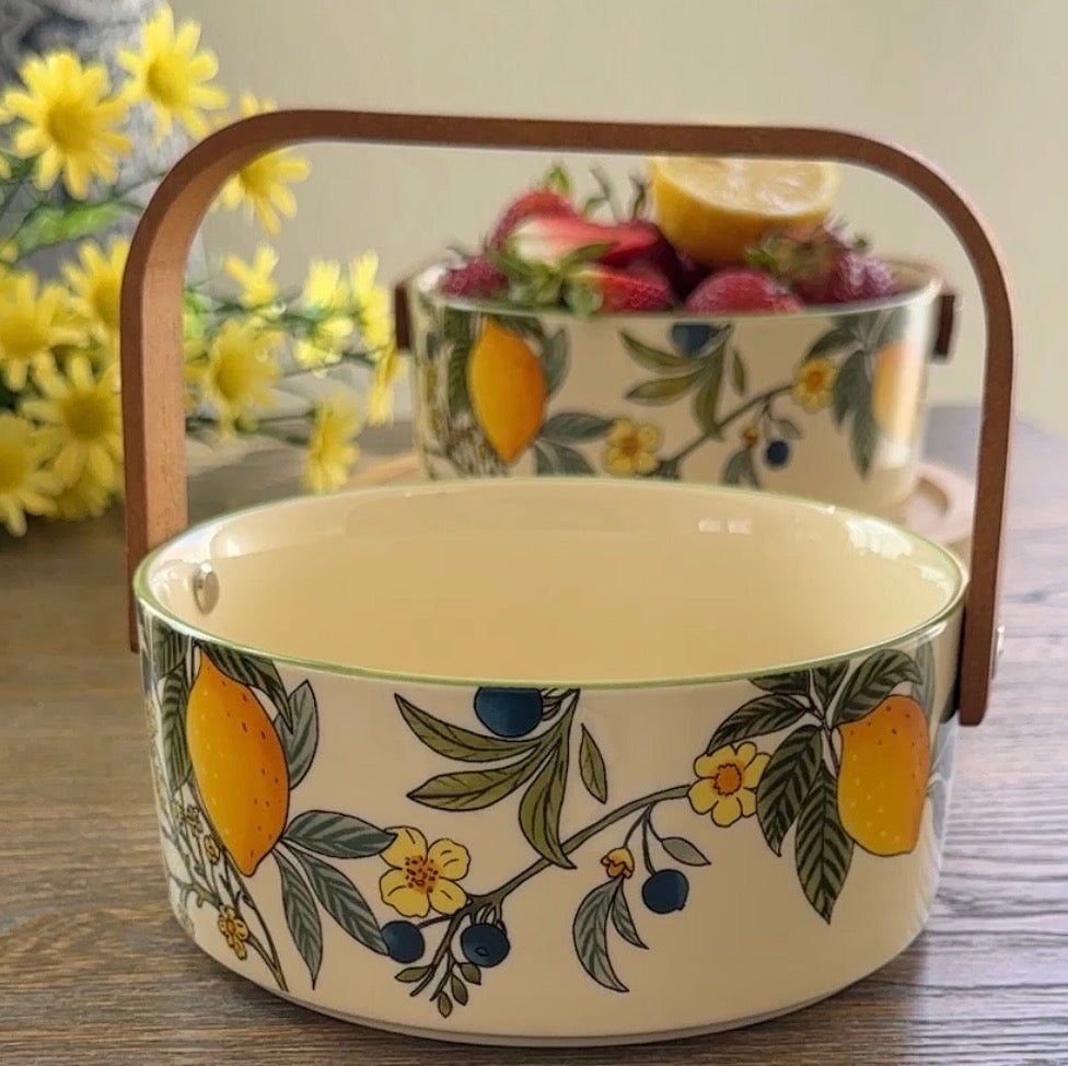 Lemon Garden 6.2-Inch Ceramic Fruit Basket