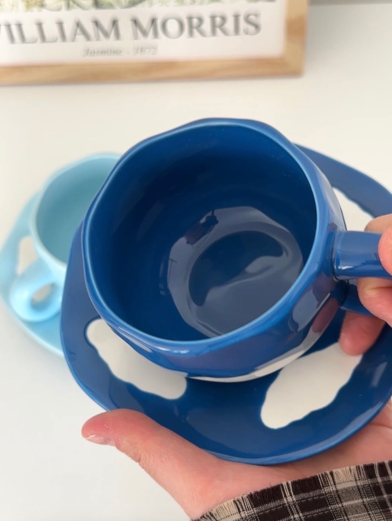 Hand-Crafted Ceramic Coffee Mug and Saucer Set