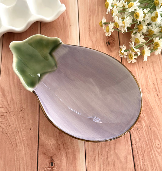 Multi-Purpose Ceramic Eggplant Snack Plate