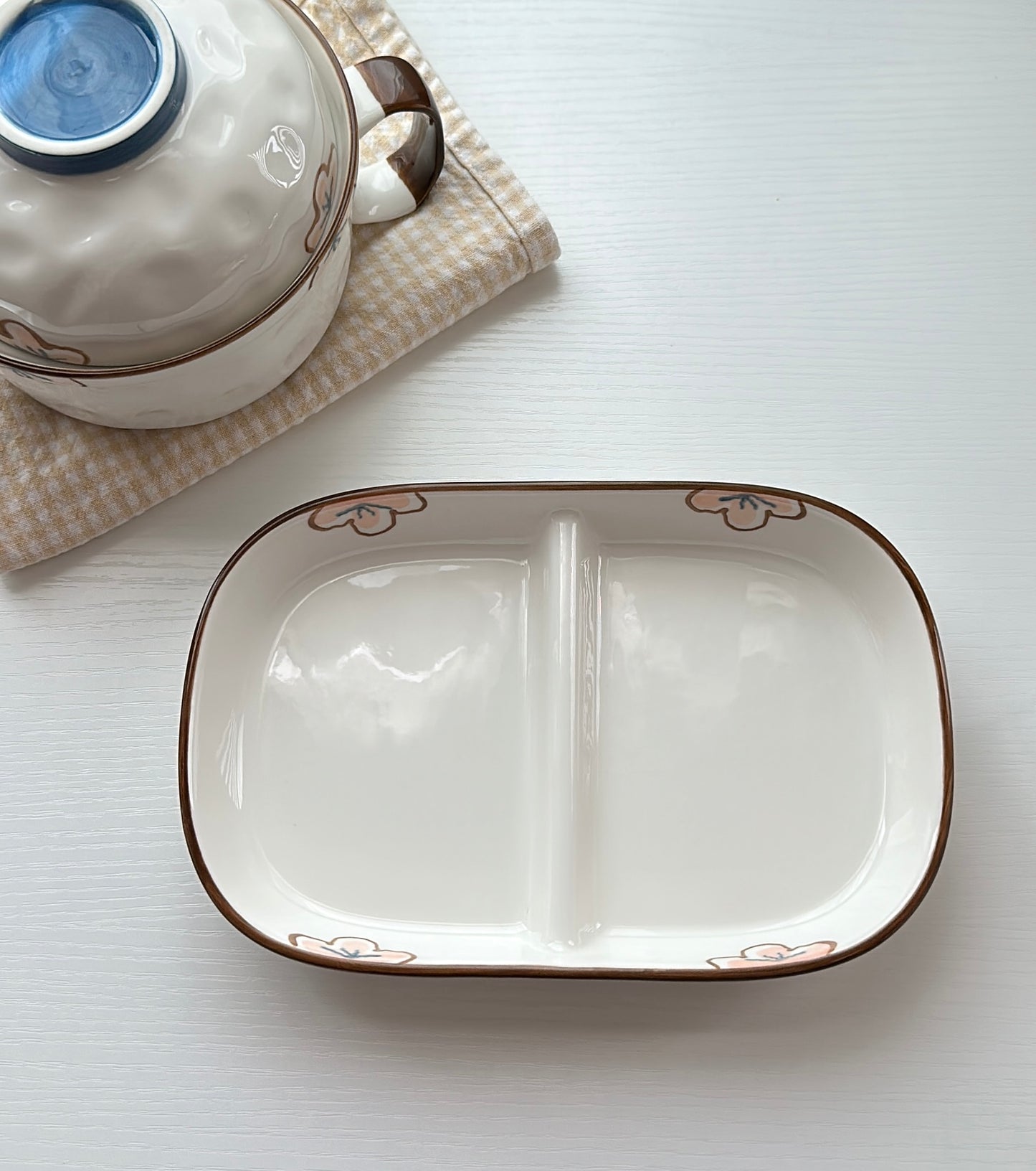 Cherry Blossom Ceramic 2-Compartment Plate