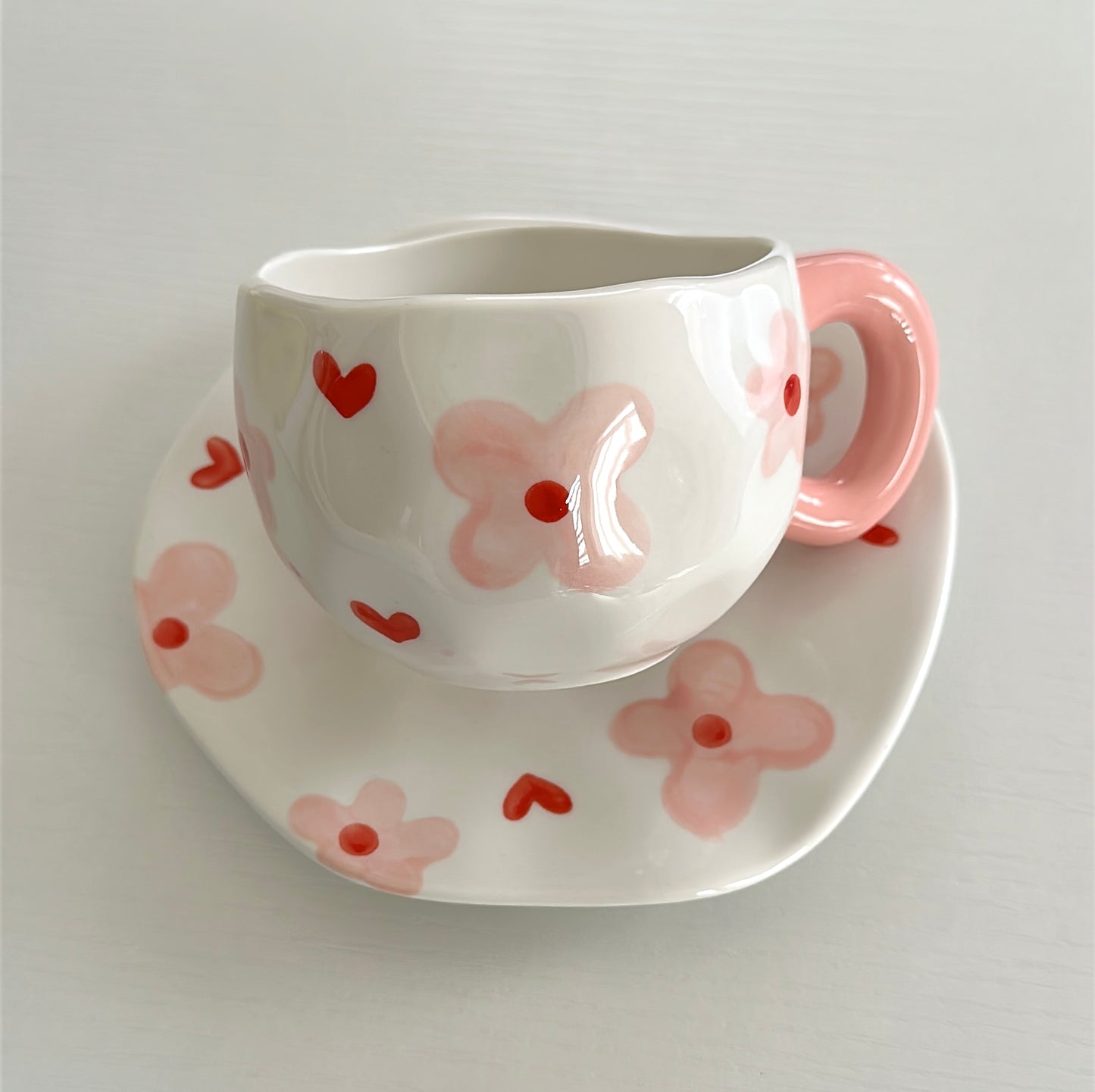 Pink Ceramic Bundle – 5 Piece Cup, Mug, Bowls & Plates Set