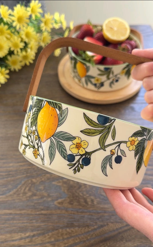 Lemon Garden 6.2-Inch Ceramic Fruit Basket