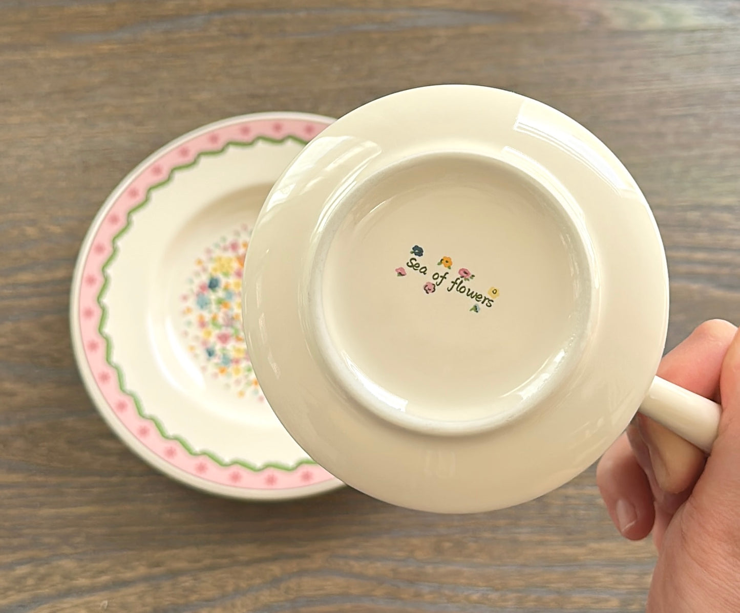 Sea of Flowers Ceramic Coffee Cup and Saucer Set