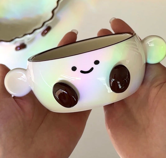 Happy Cocoa Bean Ceramic Yogurt Bowl with Double Handles