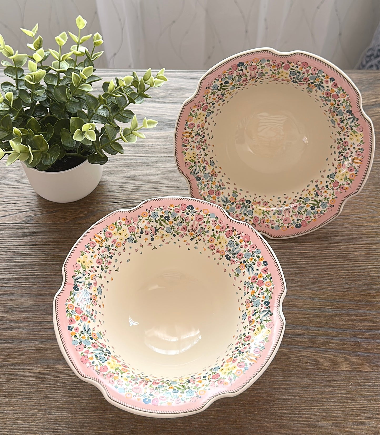 Sea of Flowers Ceramic 3-Piece Bowl & Cup Set