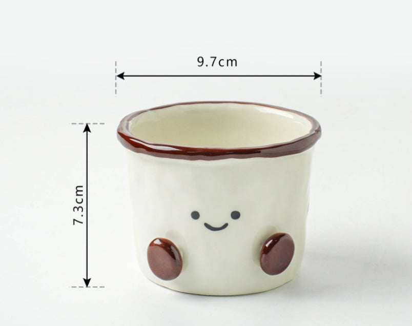 Happy Cocoa Bean Hand-Crafted Ceramic Cup