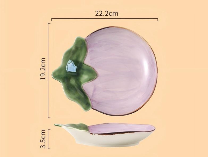 Vegetable-Inspired 6-Piece Handmade Ceramic Plate Set