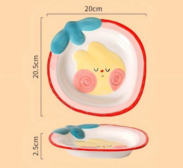 Strawberry ceramic 8-Inch Plate (Plate / Spoon / Plate & Spoon Set)