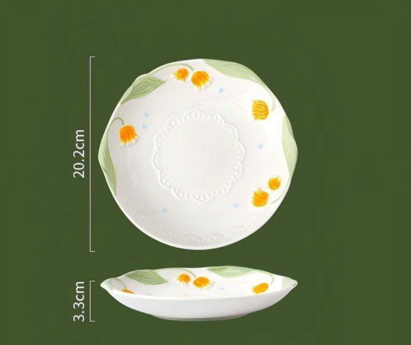 Spring Bloom 8-Inch Ceramic Plate (Plate / Spoon / Plate & Spoon Set)
